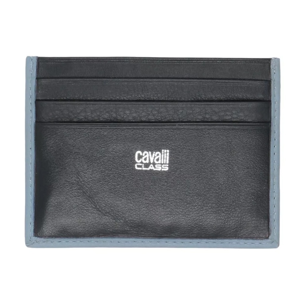 Blue Leather Wallet with Silver Accent